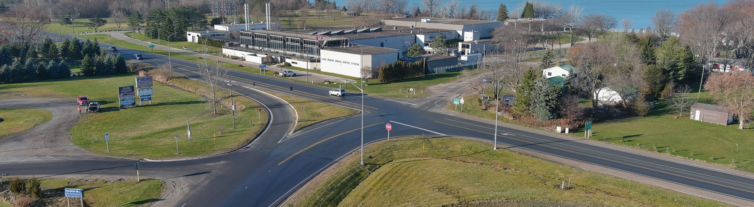 Image of the Highway 21 and County Road 83 intersection looking southwest.