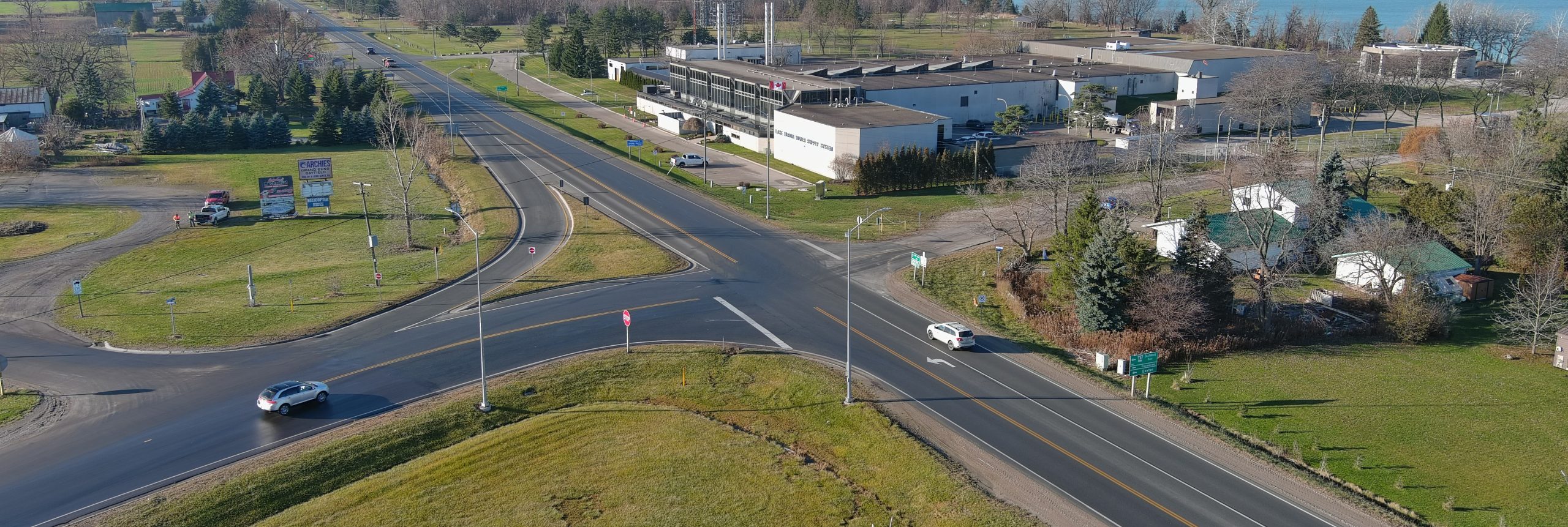Image of the Highway 21 and County Road 83 intersection looking southwest.